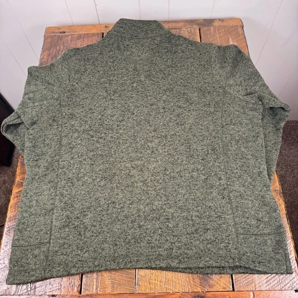 Woolrich XL Olive Pullover Fleece Snap Neck Pocket Outdoor Sweater - Picture 10 of 12